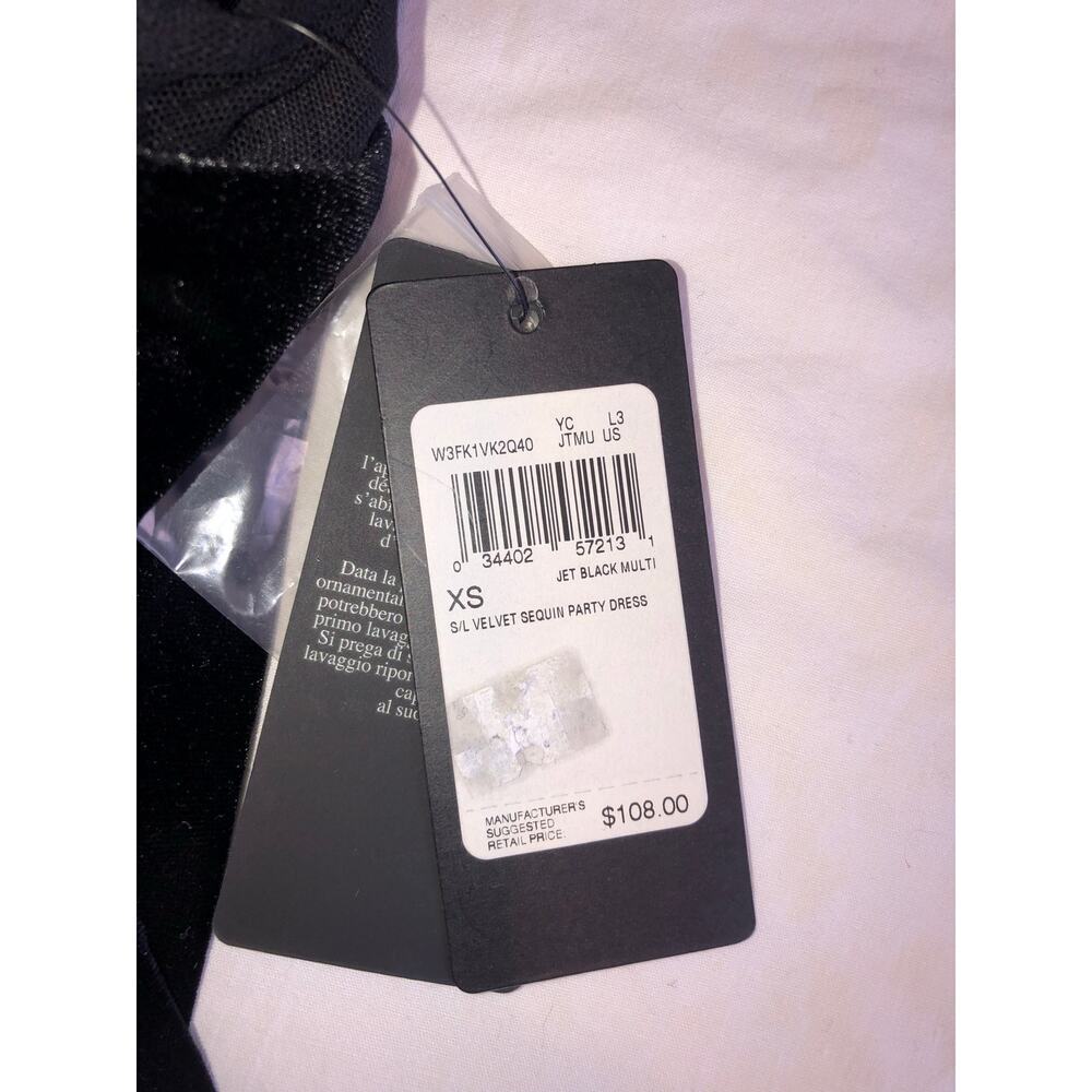 Guess Velvet Sequin Party Dress Size XS Black Gold Mini Glamoratti Indy Sleaze - Picture 10 of 15